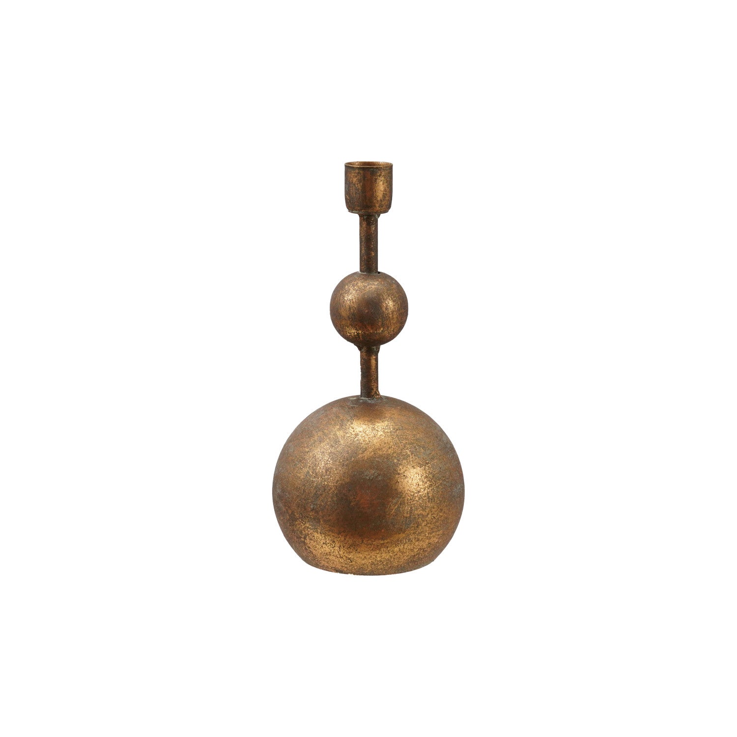 Antique Gold Finish Metal Ball Taper Holder - Short. Add a touch of timeless elegance and warmth to your home with the Antique Gold Finish Metal Ball Taper Holder. Crafted with a beautiful, short profile and a striking metallic sphere design, this candleholder radiates a cozy, welcoming glow perfect for any table setting or mantle display. Its rich, antiqued gold finish offers a classic charm that effortlessly complements your seasonal or everyday decor, making every evening feel just a little more special.