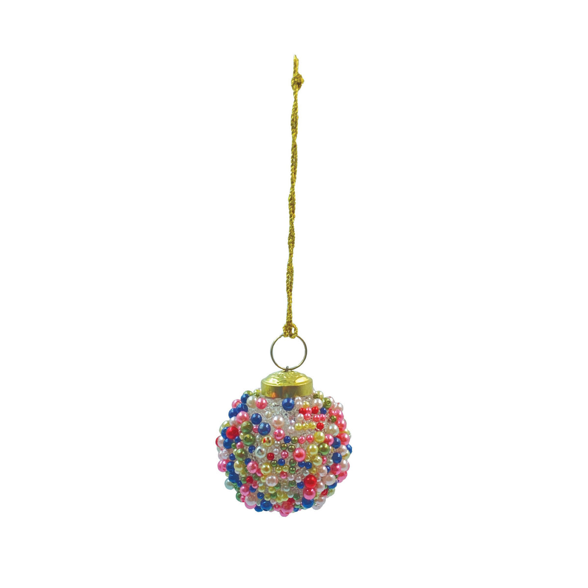 Beaded Glass Ball Ornament. 2"