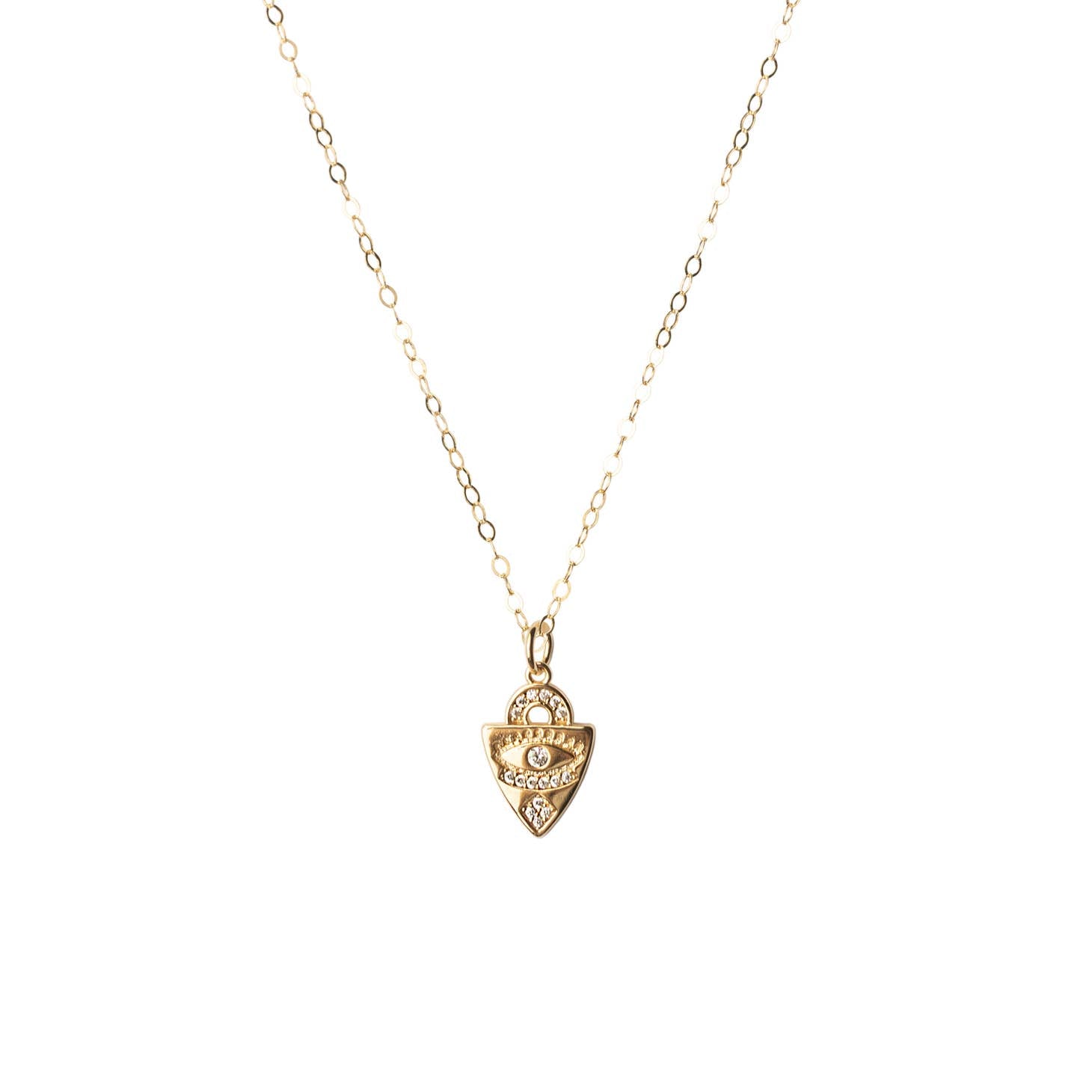 Totem Evil Eye CZ Necklace on Adjustable Gold filled Chain