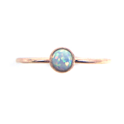 Small Opal Ring Goldfill Dainty Stacking Opal Stone Band- Goldfill