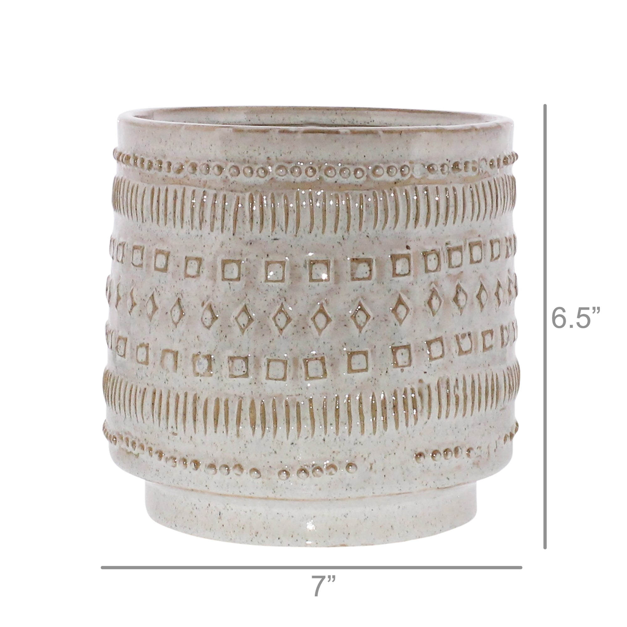 Peru Cachepot, Ceramic - Lrg - White