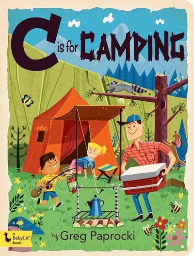 An engaging collection of 26 illustrations featuring campground favorites from Campfires and Hammocks to S’mores and Wildlife. Illustrator Greg Paprocki’s popular BabyLit alphabet board books feature his classically retro midcentury art style that’s proven to be a hit with both toddlers and adults. Discover new details in each illustration with every successive reading.