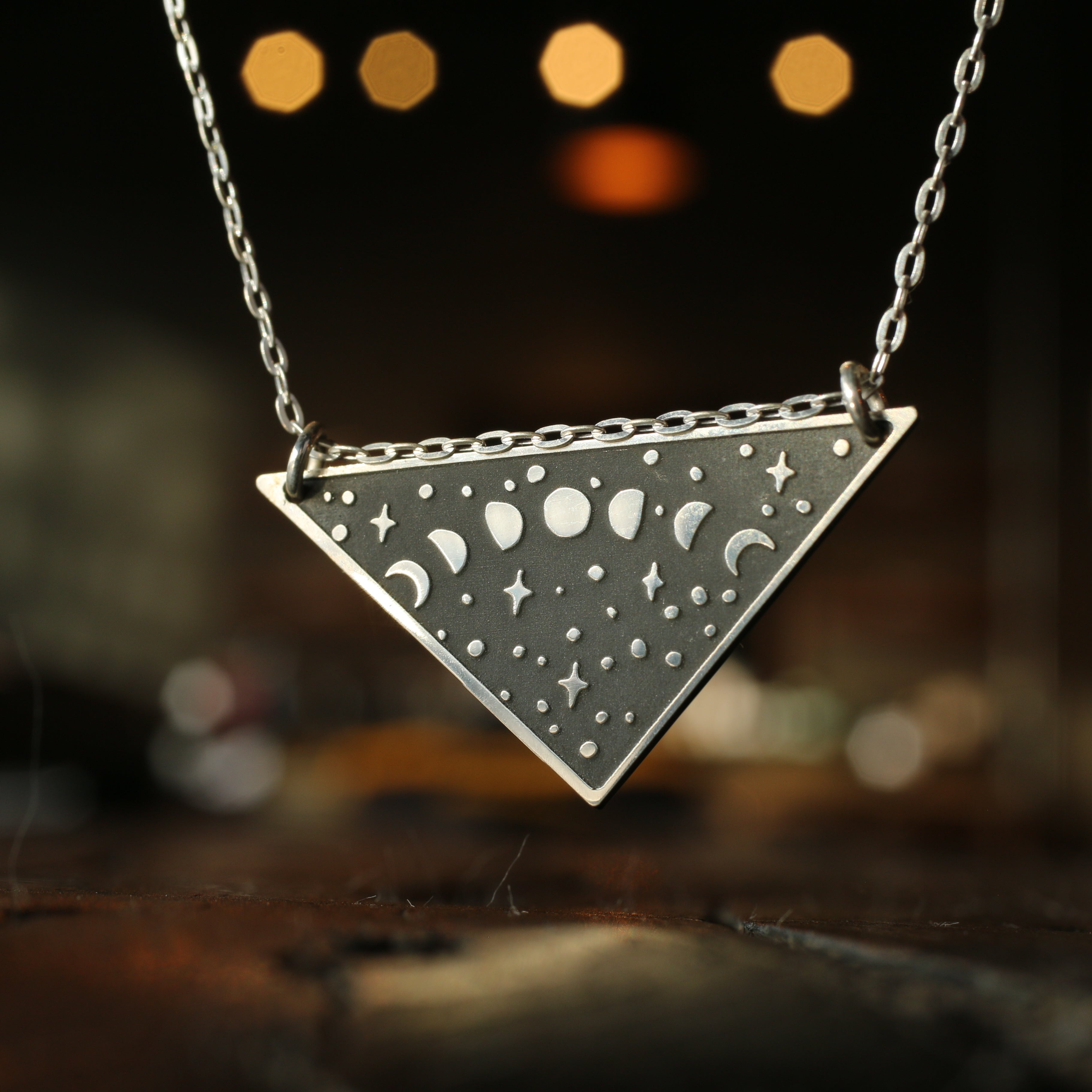 Moon Phases Triangle Necklace - The Bearded Jeweler