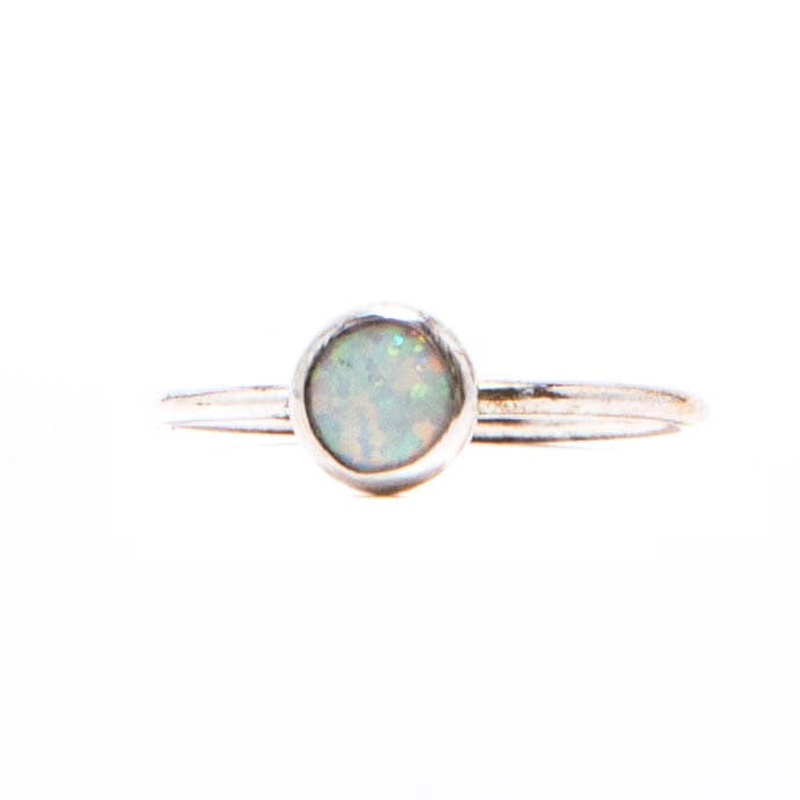 Medium Opal Ring Sterling Silver Opal Stacking Ring