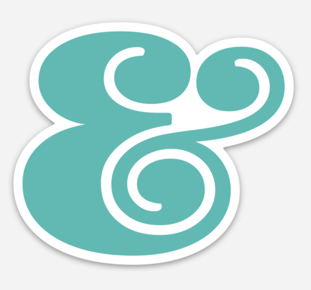 Ampersand Vinyl Sticker. Use them to jazz up water bottles, lockers, laptops...anything! Average Size: 2"-3" wide