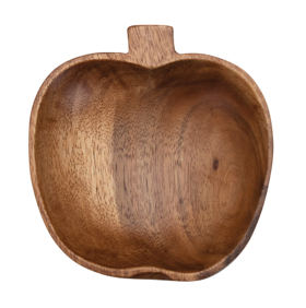 Hand-Carved Acacia Wood Pumpkin Shaped Dish