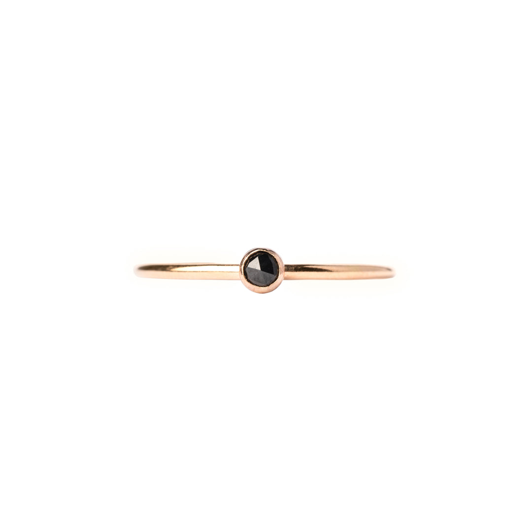 Tiny Black Spinel Ring Goldfill Ring Protection Ring