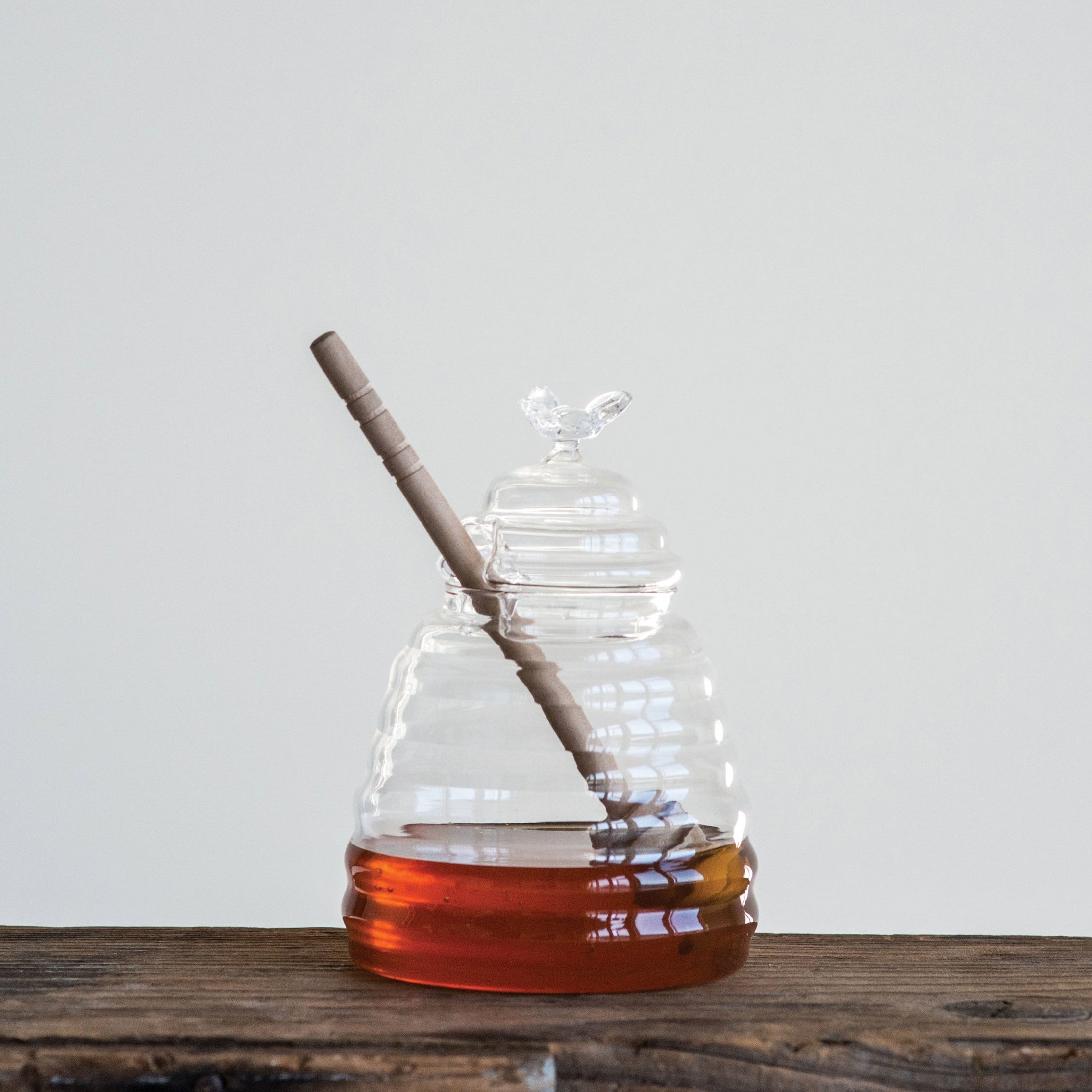 Honey Jar with Honey Dipper - Glass