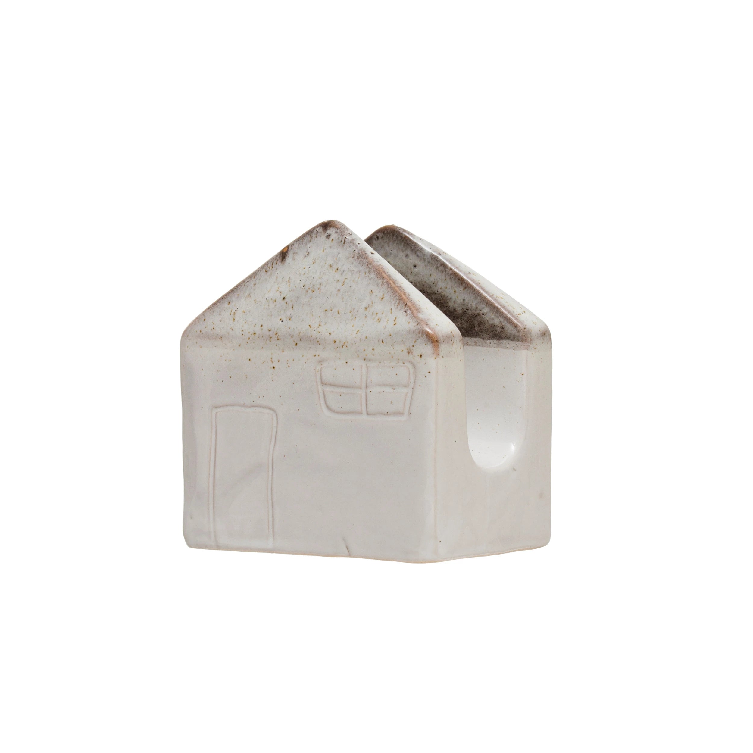 Stoneware House Sponge Holder with Glaze
