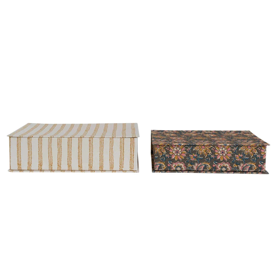 Fabric Covered Box w/ Stripe Pattern