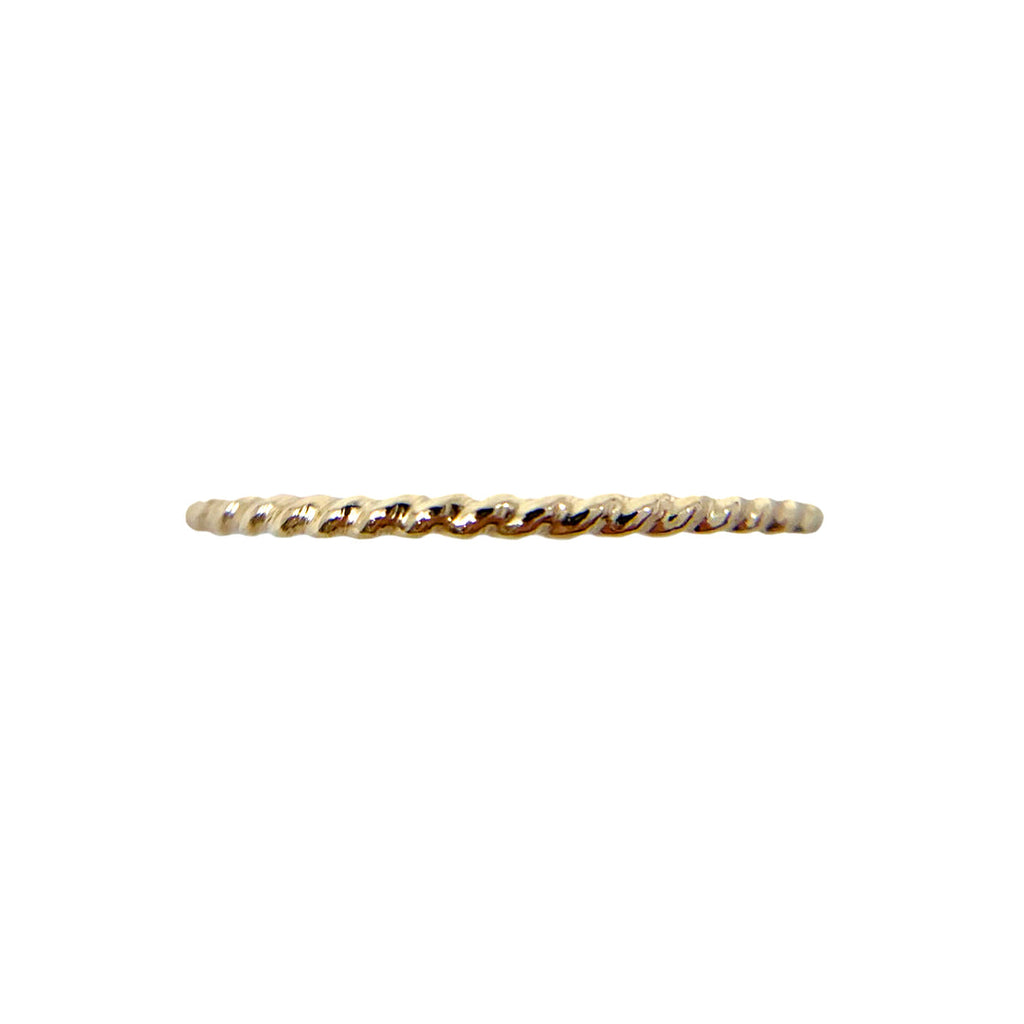 Turn your everyday style up to 11 with this trendy Square Twist Thin Band Ring! Crafted from Goldfill, its textured design adds a swanky touch to your look. Wow your friends (and foes!) with this band of bling. Who says stacking rings can't be chic?