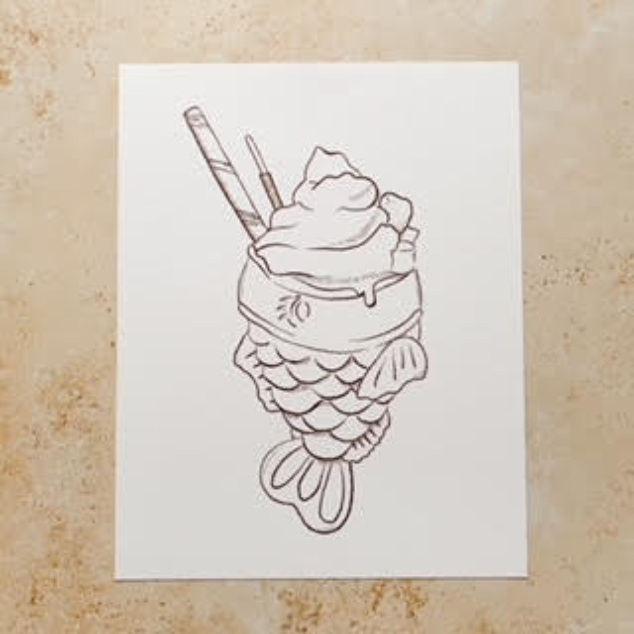 Taiyaki Cone Print