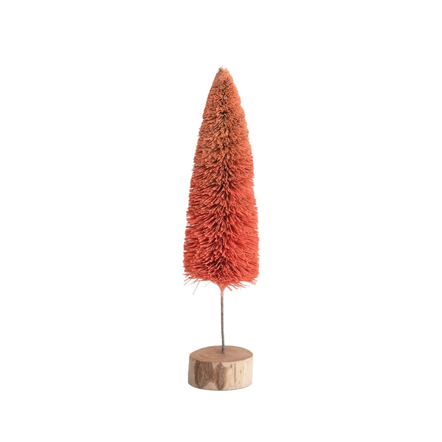 Bottle Brush Tree with Wood Base - Pink Ombre - 3 Sizes