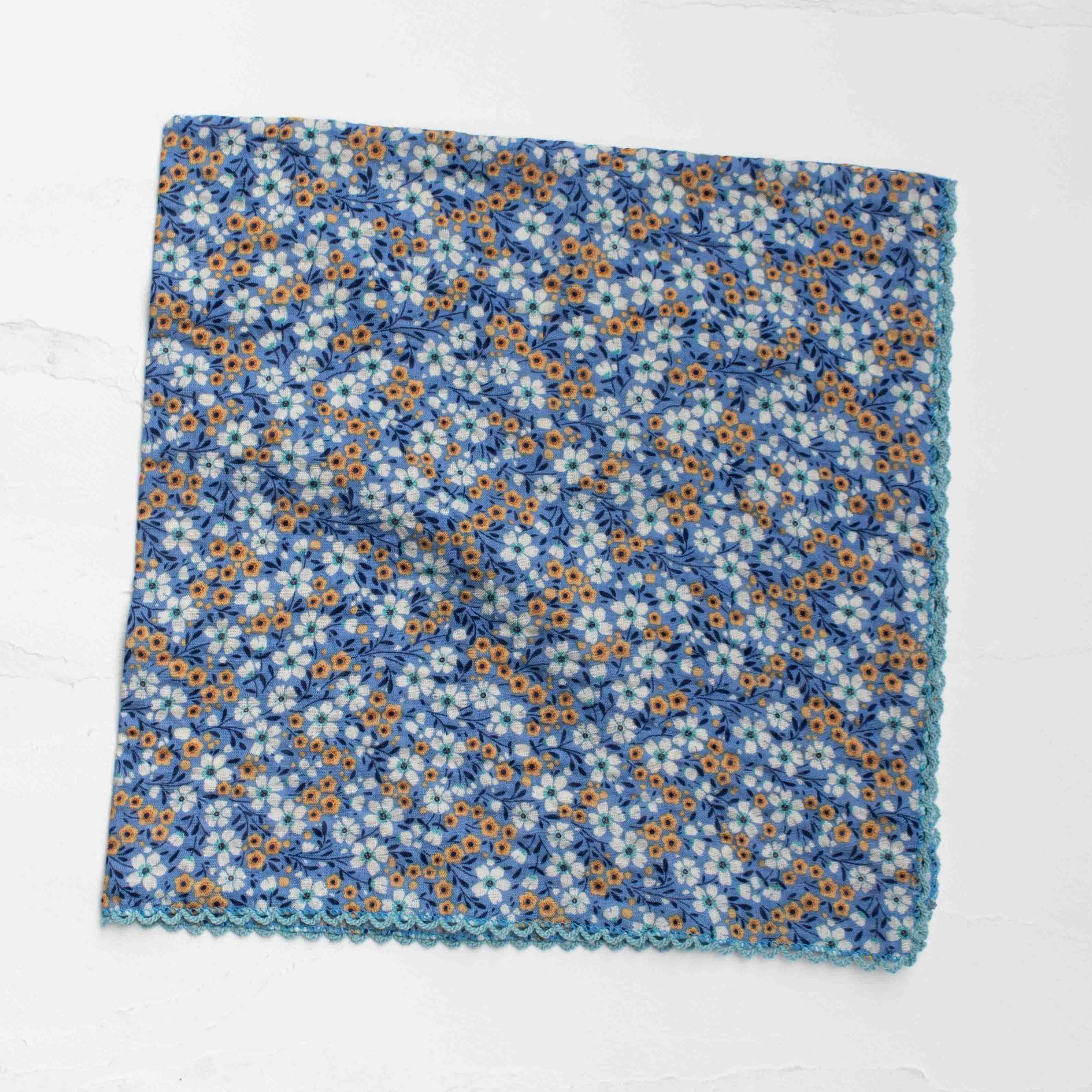 Dainty Floral Print Scarf  - blue