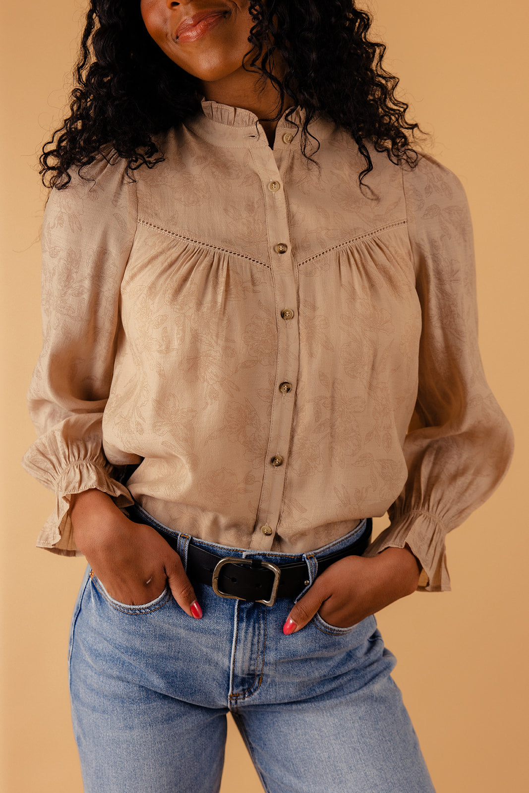 Katy Long Sleeve Button Blouse