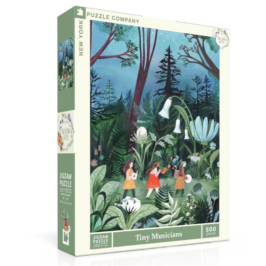 Talented musicians parade through a botanical forest, playing a melody that serenades the surrounding nature.

Details:

500 Piece Jigsaw Puzzle
Finished Puzzle Size: 18"x24"
Linen style finish to reduce glare
Made in USA
Recommended Age: 10+ Years