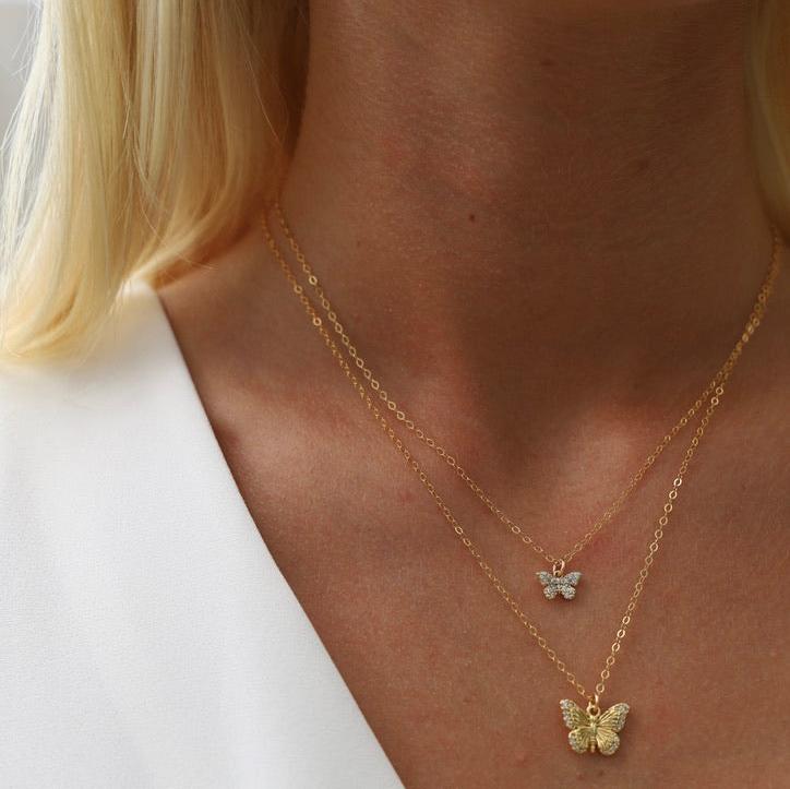 Delicate and sweet, this cubic zirconia butterfly necklace is as dainty as they come. Butterflies symbolize transformation and hope