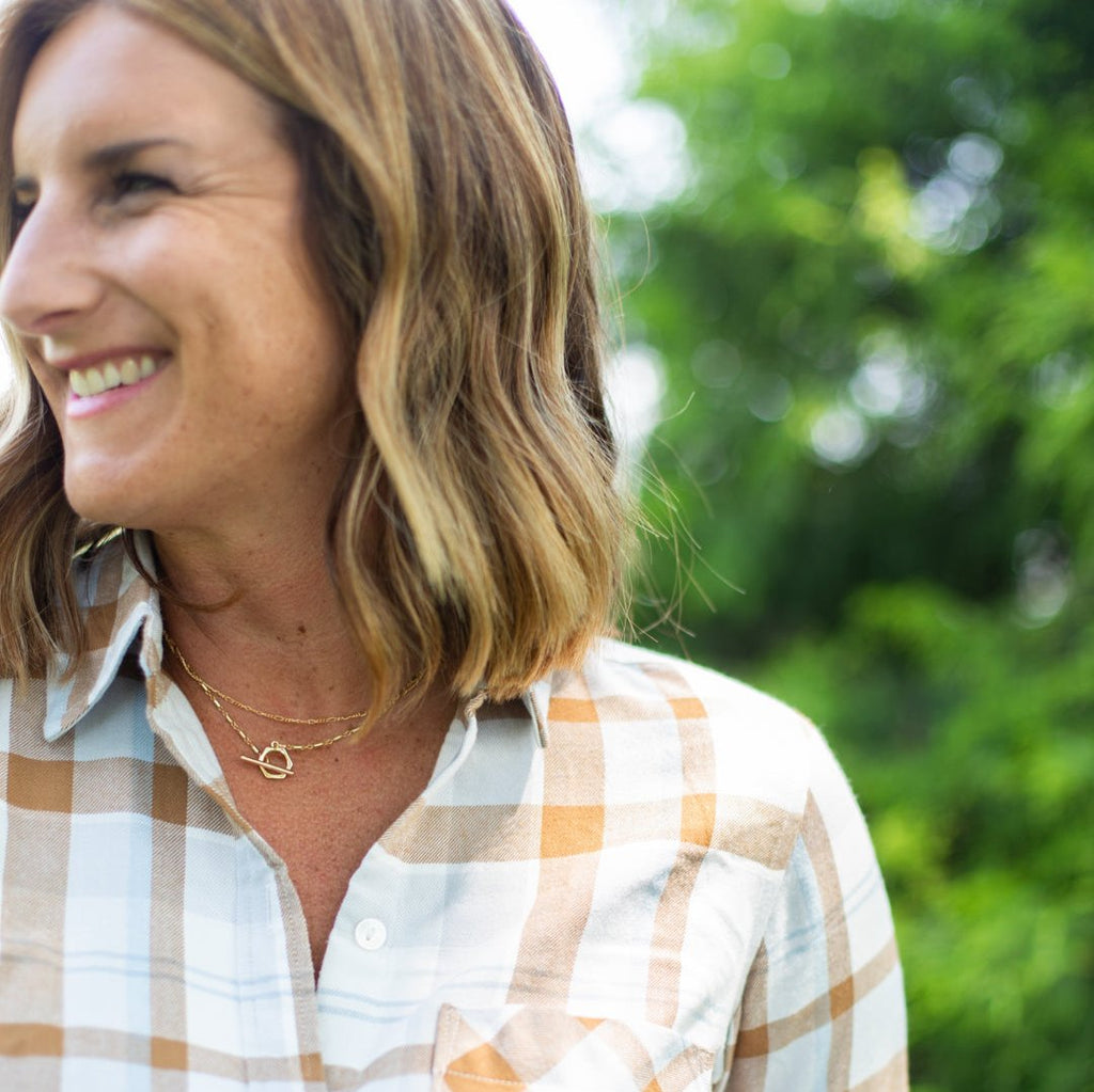 Erin designed The Erin Necklace specifically for you and we are smitten! With the super unique hexagon clasp and the stunning rolo chain, we haven't seen a necklace anywhere like this. We are beyond in love!
