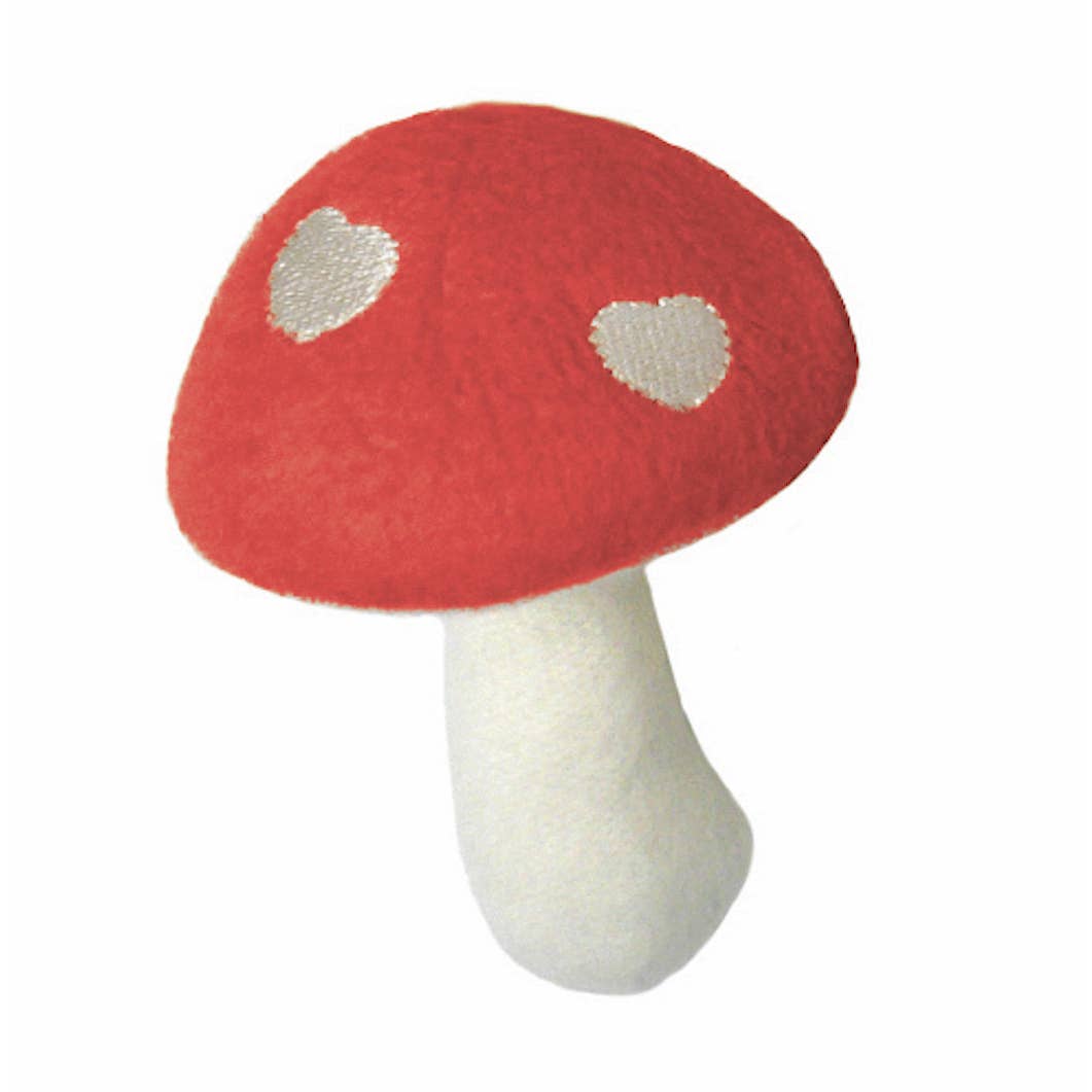 Let this Mushroom Rattle add a touch of whimsy to your baby's toy collection. Made of soft mint velour, it's perfect for tiny hands to shake and play with. It also makes a gentle rattling sound to stimulate sensory development. It's the perfect blend of cute and practical. Fungi never looked so fun!