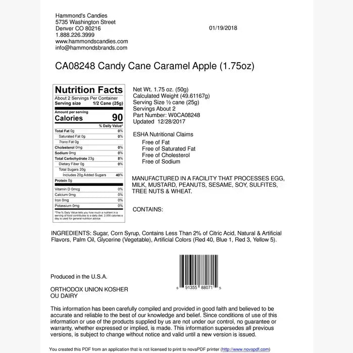 Hand-Spun Jumbo Candy Cane - Cinnamon