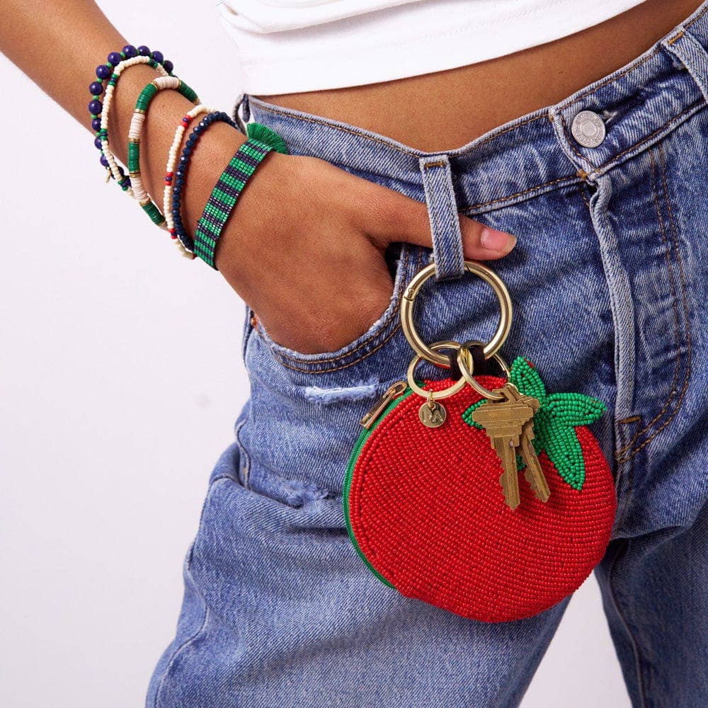 Mary Tomato Beaded Coin Purse Red + Green