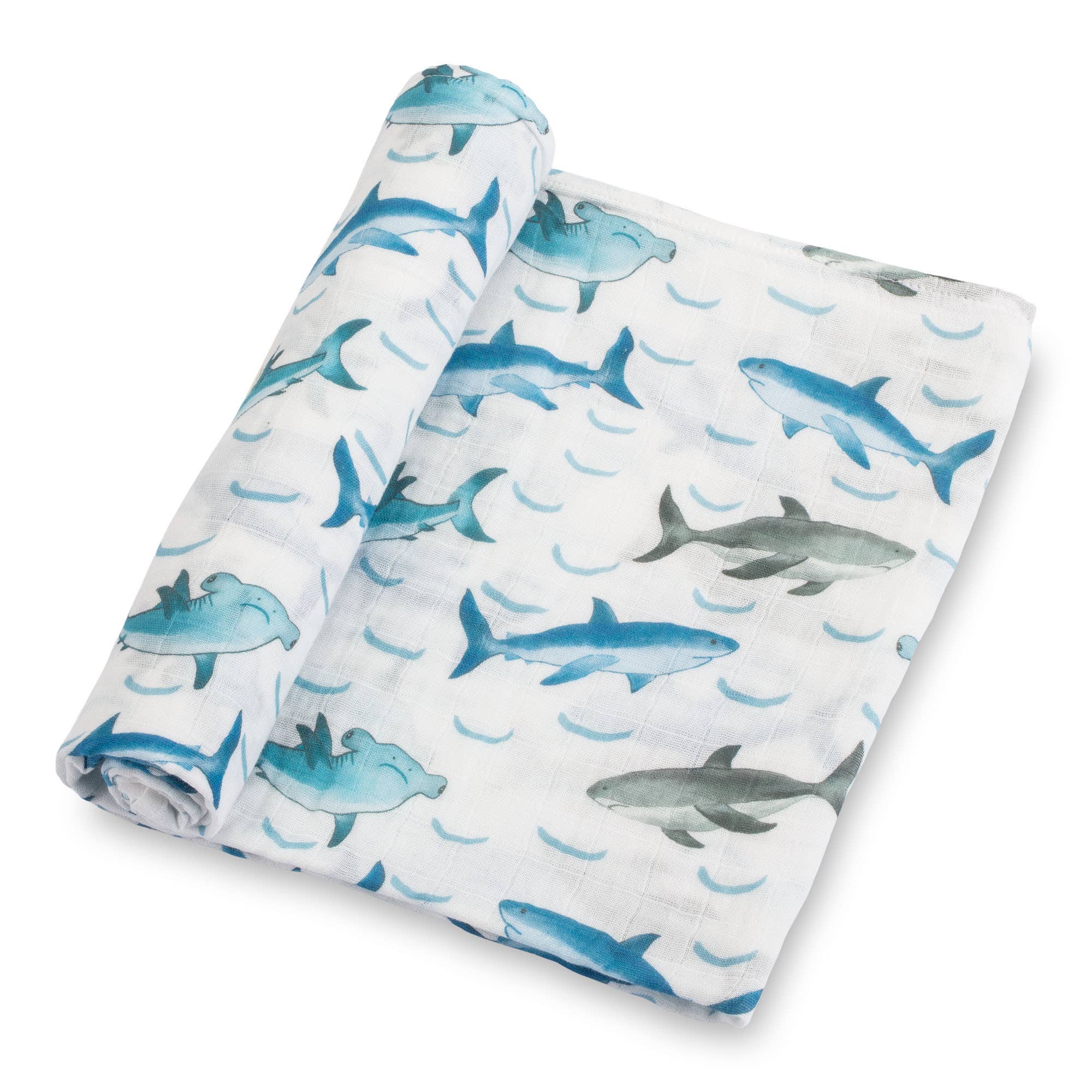 Jawsome Shark Ocean Theme Baby Muslin Swaddle Blanket