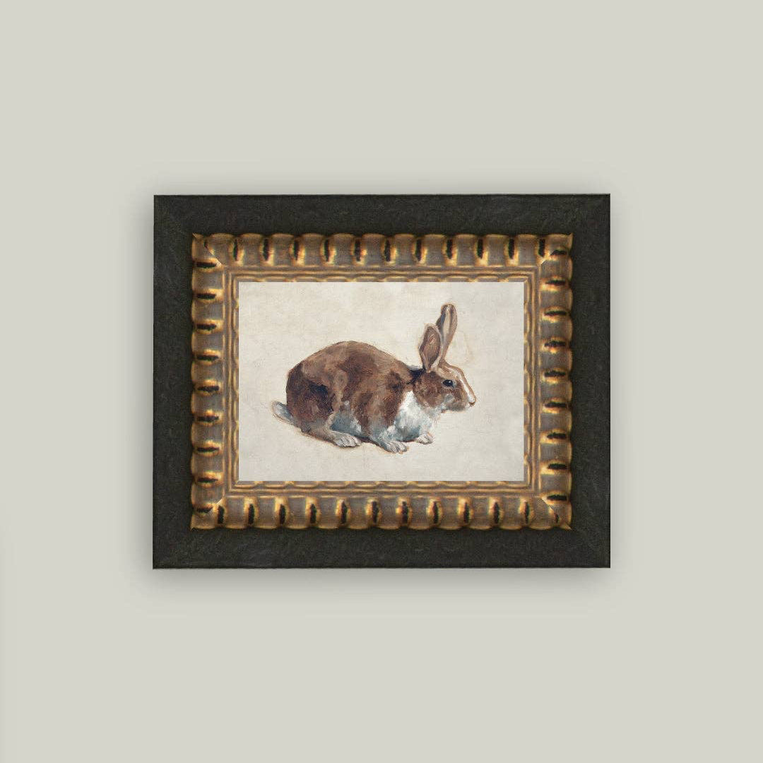 Rabbit By Floris Verster, 1879

Details:

7” x 5”
Artwork Material: Printed on premium canvas fabric for a lasting, textured finish. Measurement reflects the outside dimensions of the frame.
Frame Details: Handcrafted ornate frame adds classic charm.
Hardware Included: Comes with a paper backing and hanging hardware for easy installation.
Glass-Free Design: Keeps the artwork lightweight and true to its original texture.
Made in the USA: Proudly crafted with quality and care.