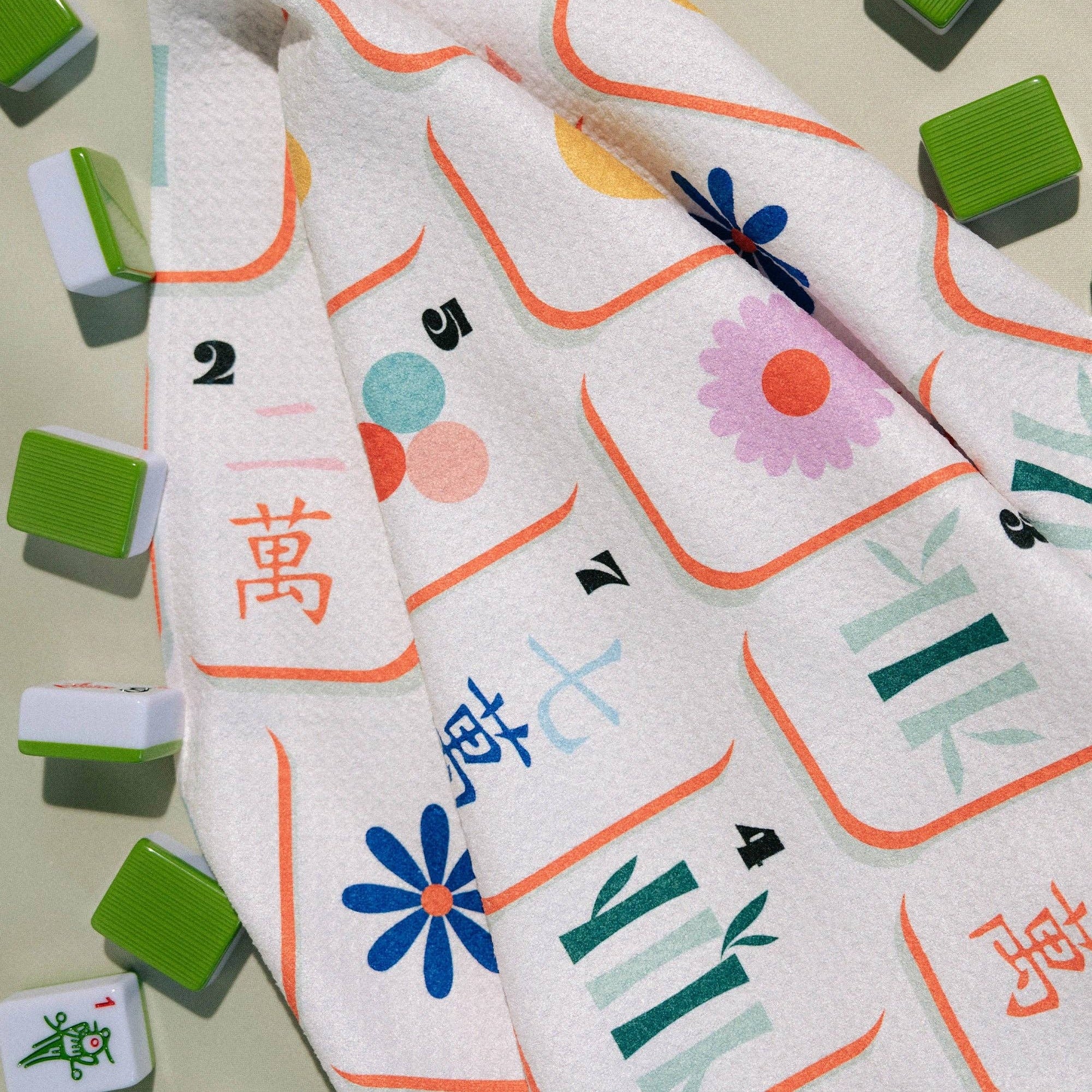 Tile Toss Tea Towel - Mahjong