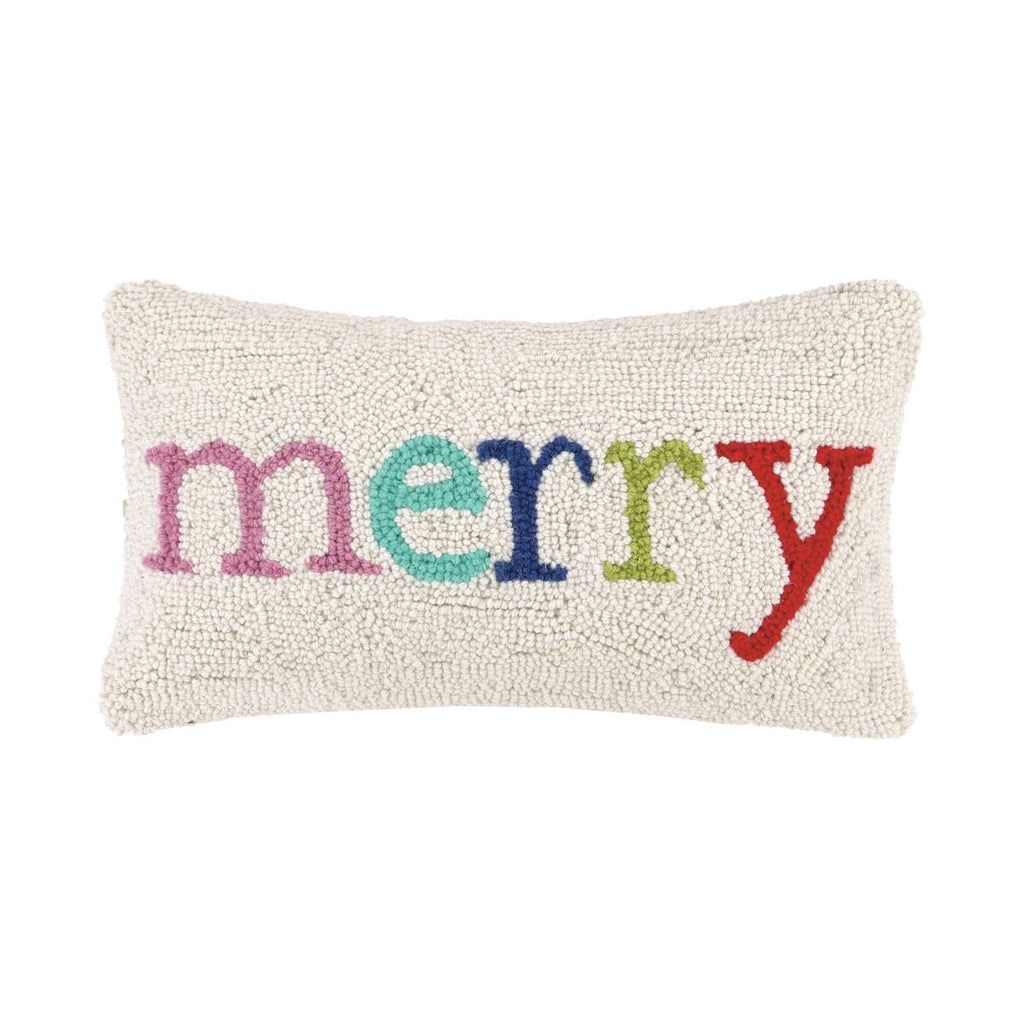 Unwrap the holiday spirit with this Merry Christmas Hook Pillow! Whether you hang it on your couch, chair, or bed, this festive pillow adds a special touch to your décor! Its charming message and design is sure to give your home the perfect Christmas vibe. (Wink, wink!) 🤩     Description  100% wool hooked rectangular accent pillow   100% cotton velvet backing  Inc