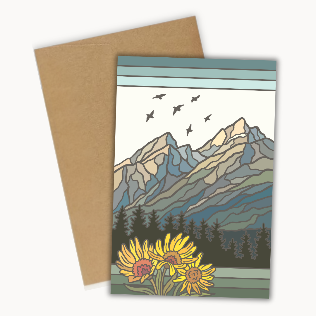 card shown with brown craft envelope. 