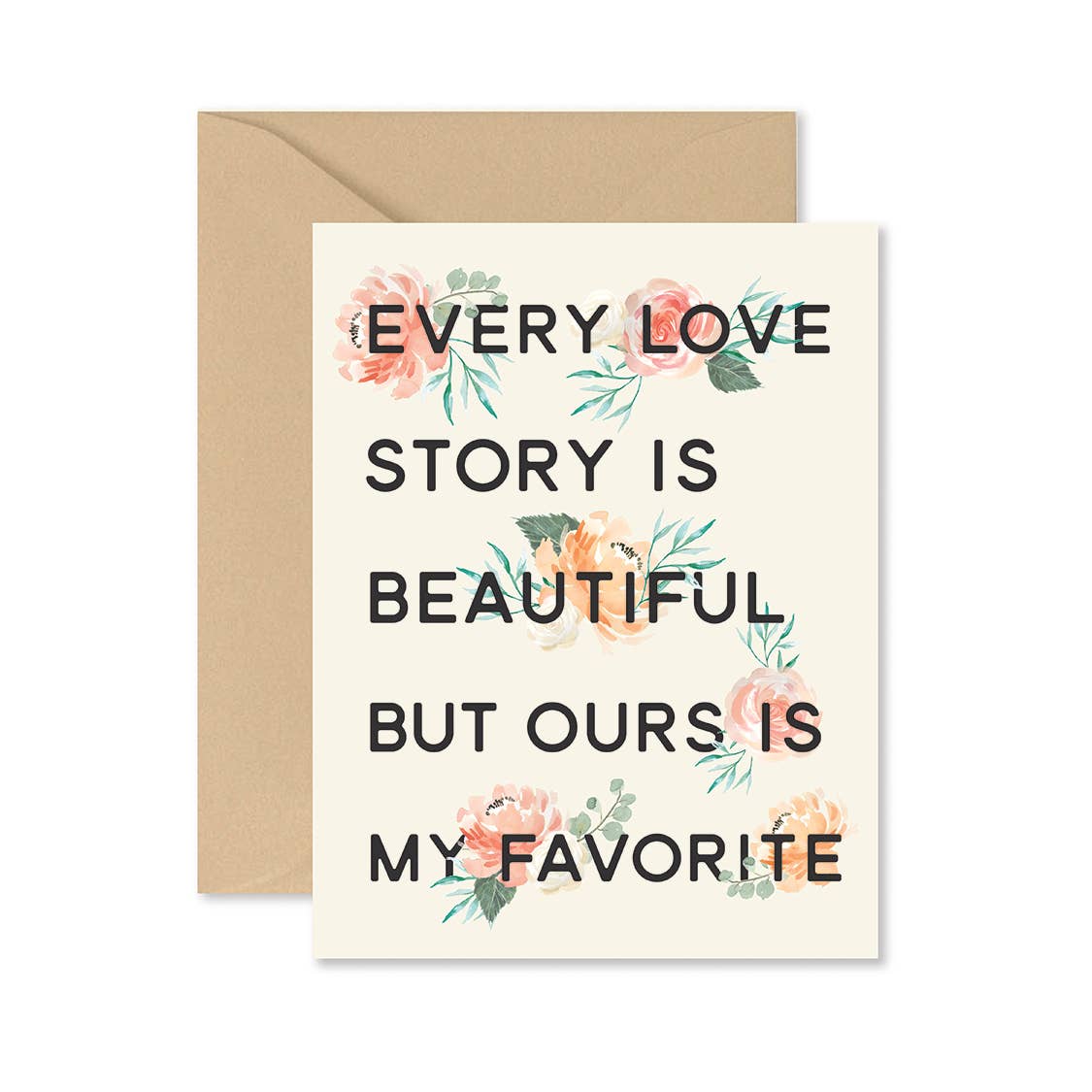 Celebrate love with the Every Love Story Greeting Card. This quirky, playful card is the perfect way to express your love and admiration for that special someone. With a simple yet heartwarming message, it’s sure to bring a smile to their face and show them how much you care.
4.25 x 5.5 inches when folded
Gold foil accents
With kraft envelope.
Blank interior 