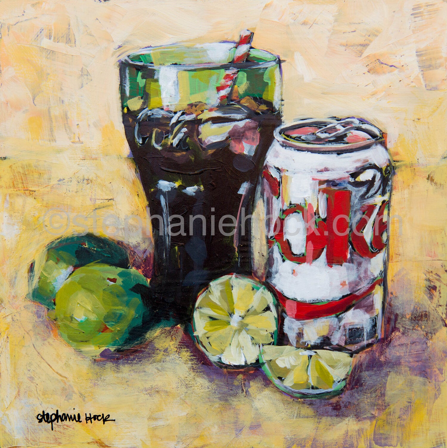Diet Coke Sticker Printed from an original Stephanie Hock painting. 2 inch round vinyl circle sticker, waterproof & scratch proof Vendor Stephanie Hock Fine Art