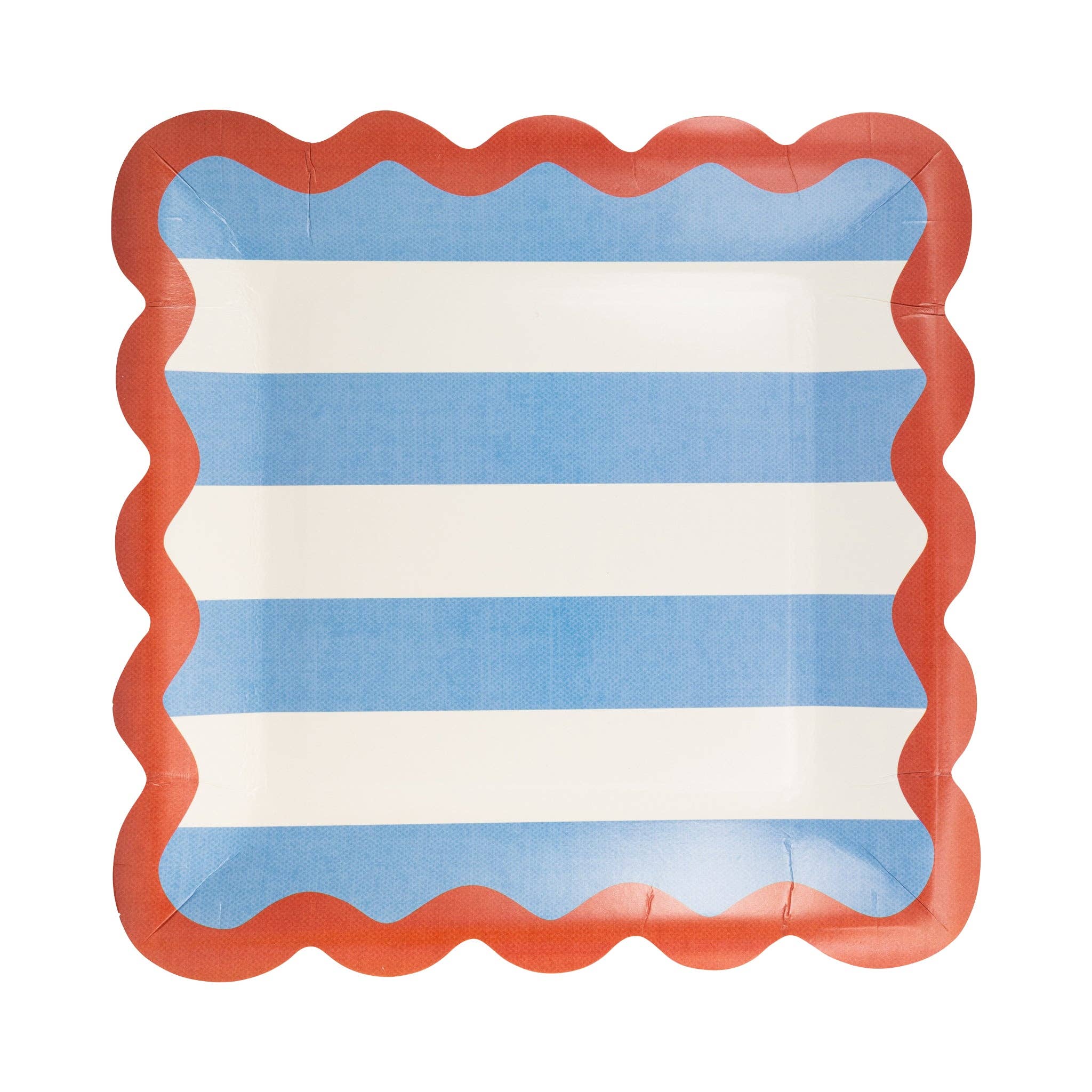 Add a touch of Americana to your picnic with our Hamptons Stripes 9" Ric Rac Edge Plate. The chambray stripes give a classic yet playful vibe, perfect for outdoor gatherings. Get ready to feast in style! (Not guaranteed to make your potato salad taste better, but we're pretty confident it will.)

Details:

8 scalloped square paper plates
9" x 9"