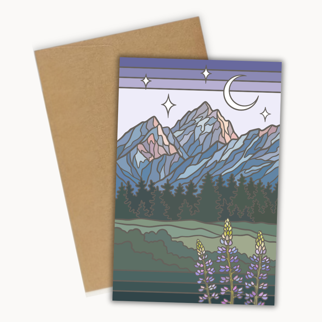 card shown with brown craft envelope. 
