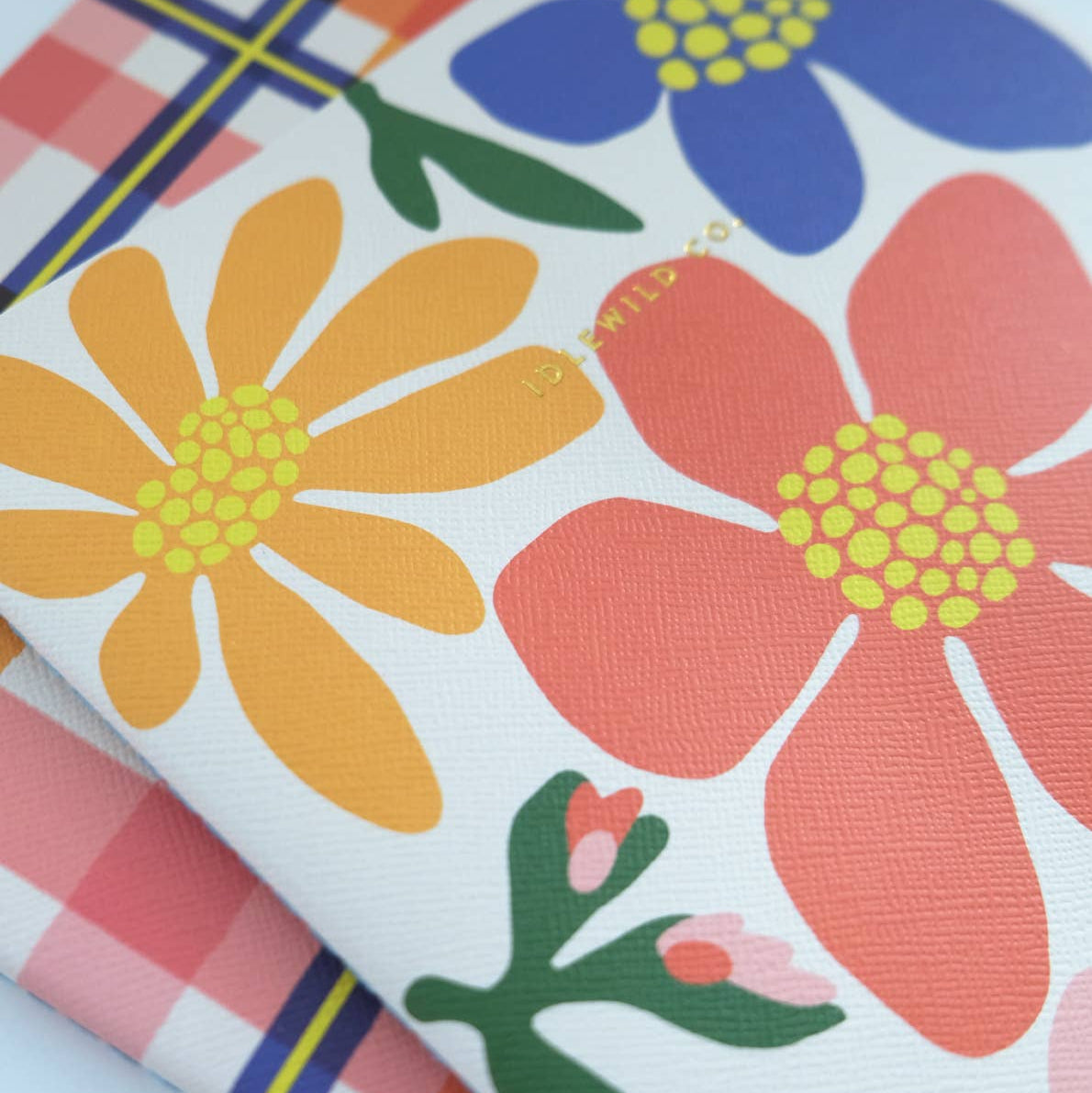 Colorful floral pattern on a fabric swatch