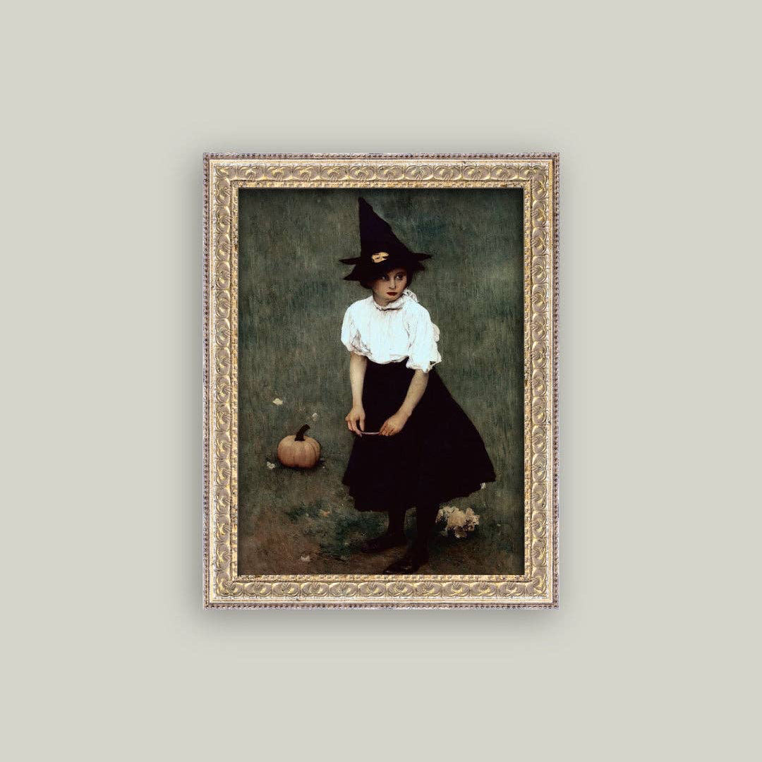 Capture the mysterious charm of the supernatural with this Little Witch Framed Antique Art. Its dark, moody tones and vintage-inspired design bring an enchanting, timeless quality to any space. Perfect for those who appreciate unique, atmospheric decor that sparks imagination and intrigue. Add a touch of antique magic to your home with this captivating piece.

Details:

8” x 10”
Artwork Material: Printed on premium canvas fabric for a lasting, textured finish.
Measurement reflects the outside dimensions