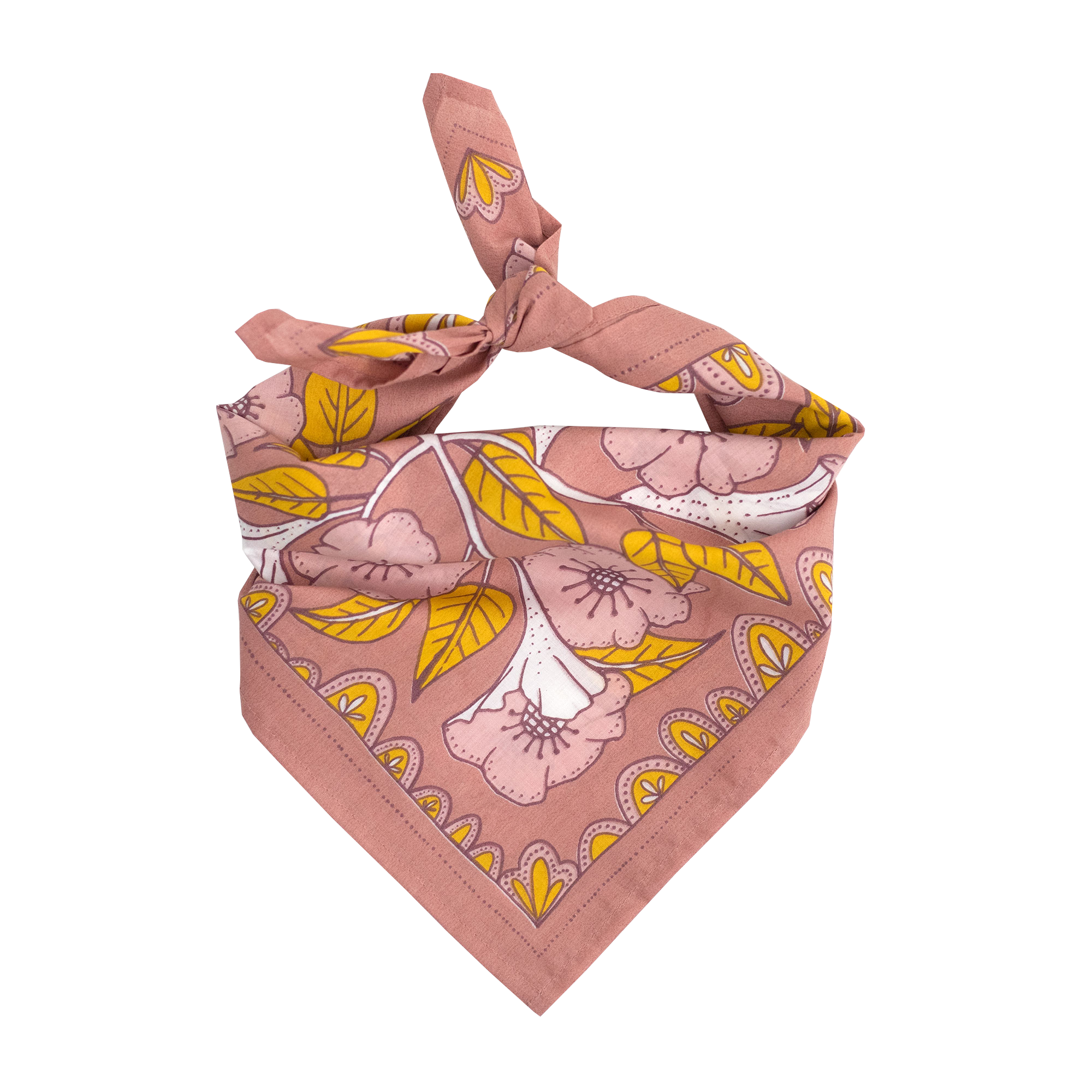 Floral patterned bandana on a white background