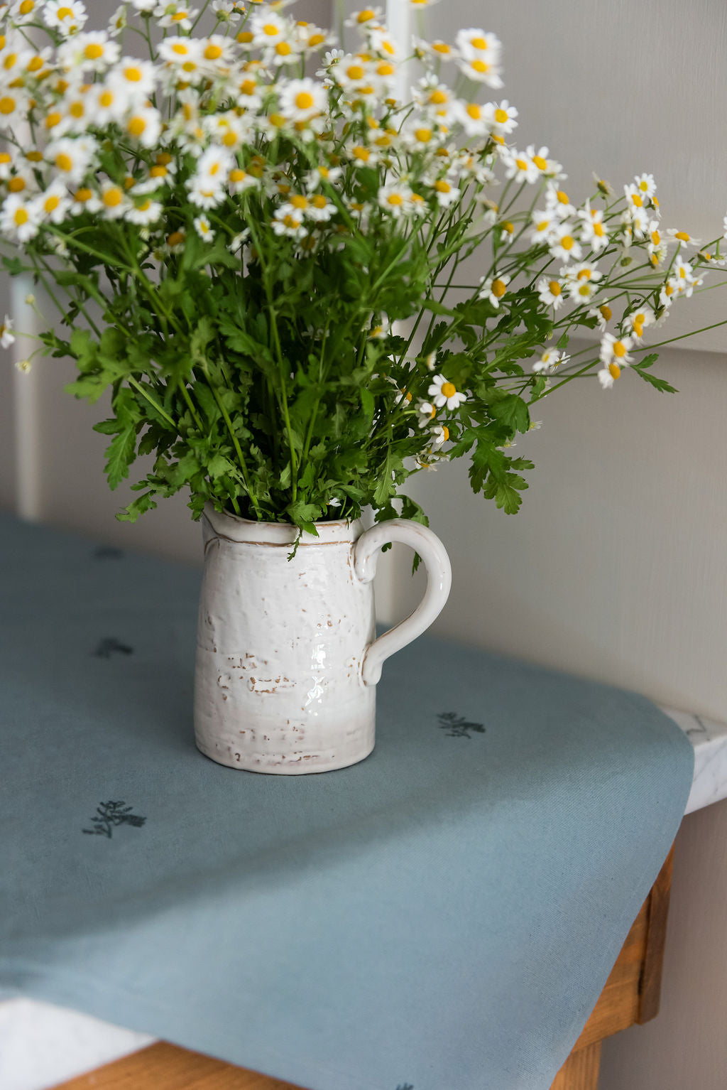 Blue Fleur Embroidered