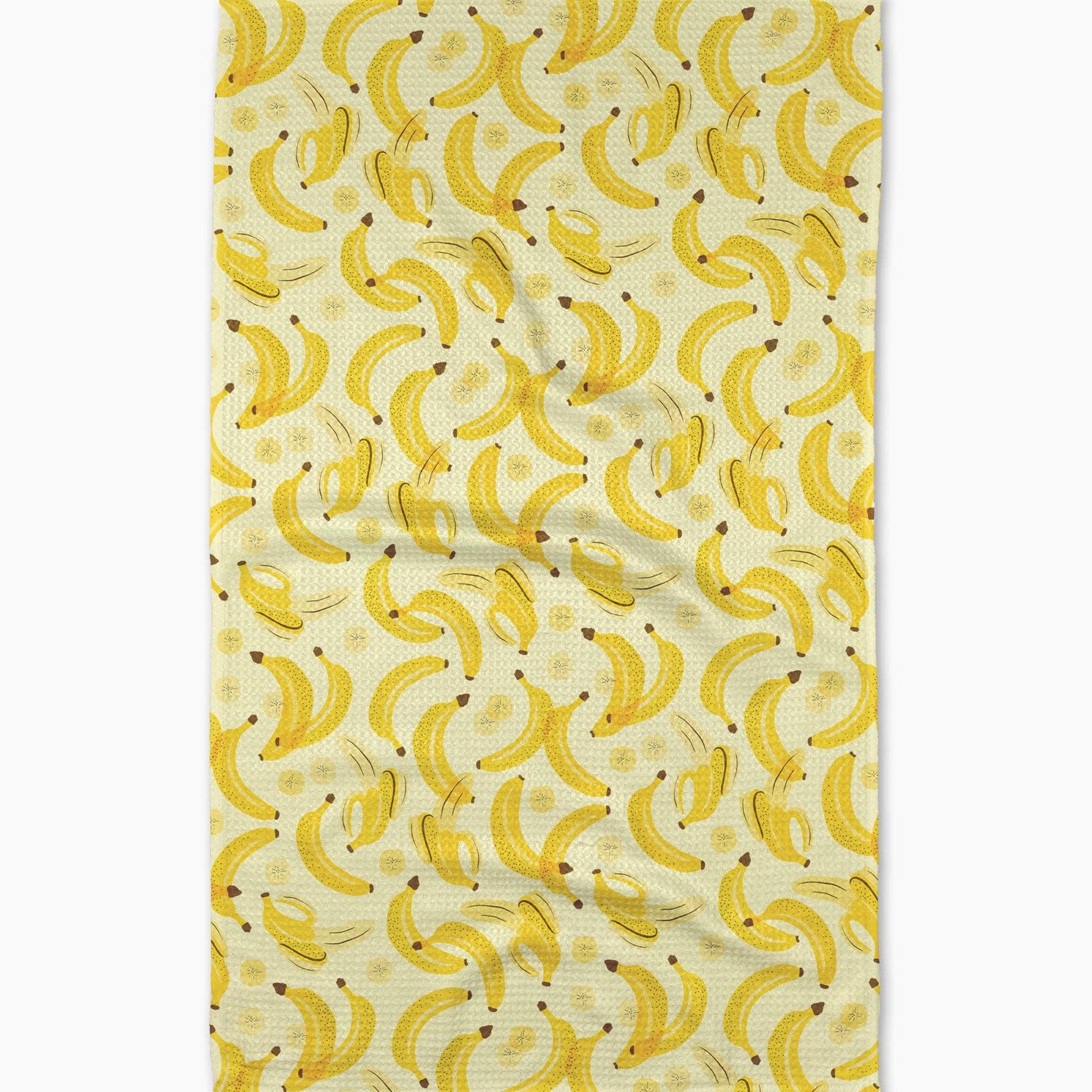 Towel with yellow banana pattern on light yellow background