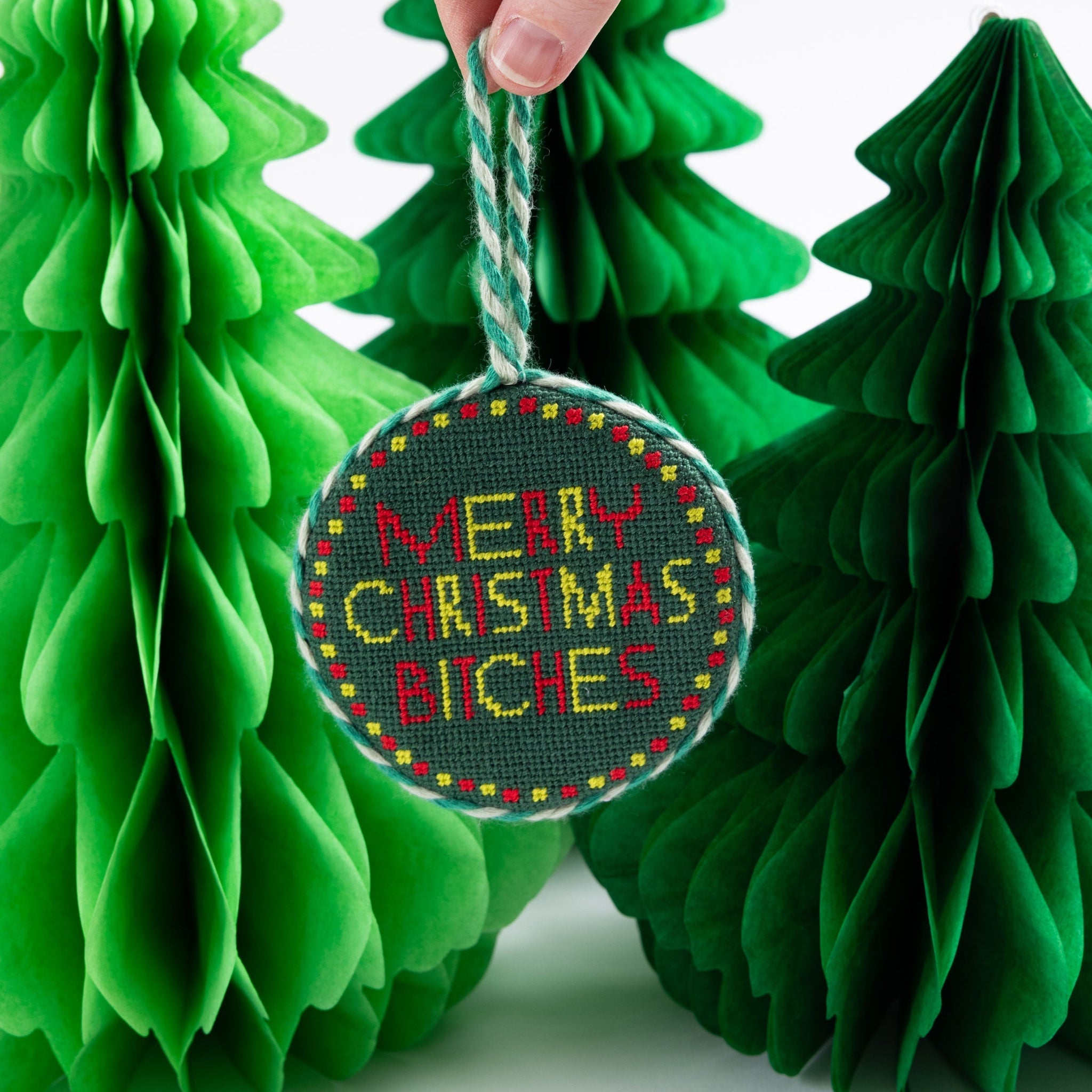 Needlepoint Ornament - Merry Christmas Bitches