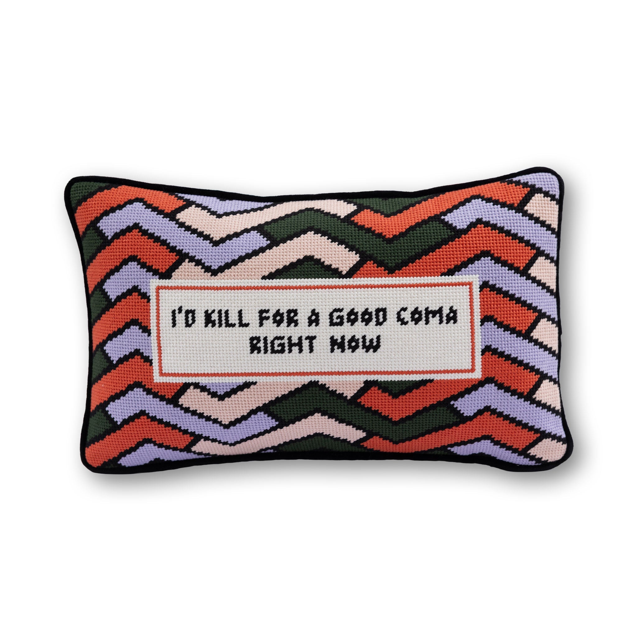 Good Coma Needlepoint Pillow