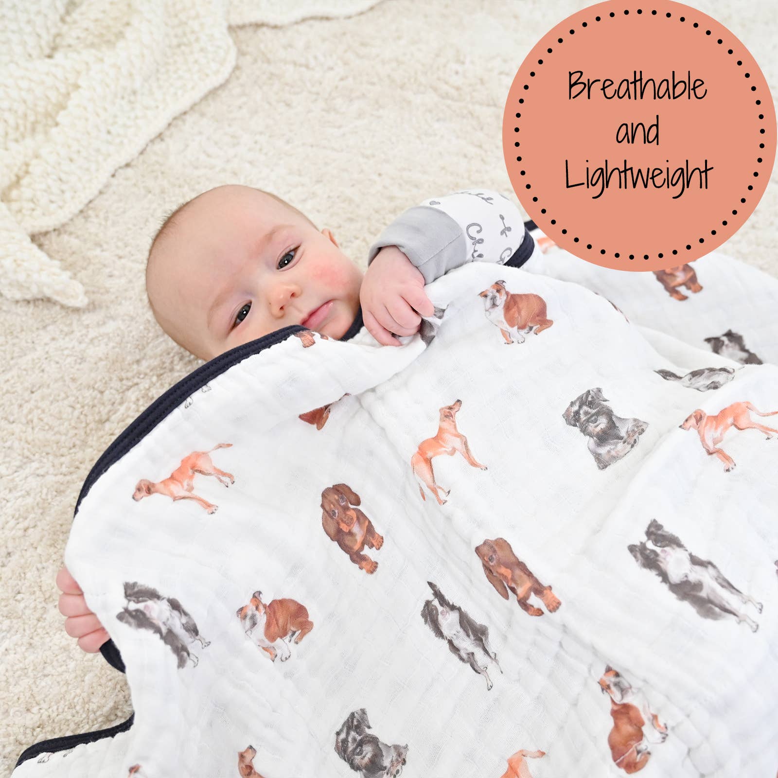 Adorable Dog Baby Toddler Muslin Blanket