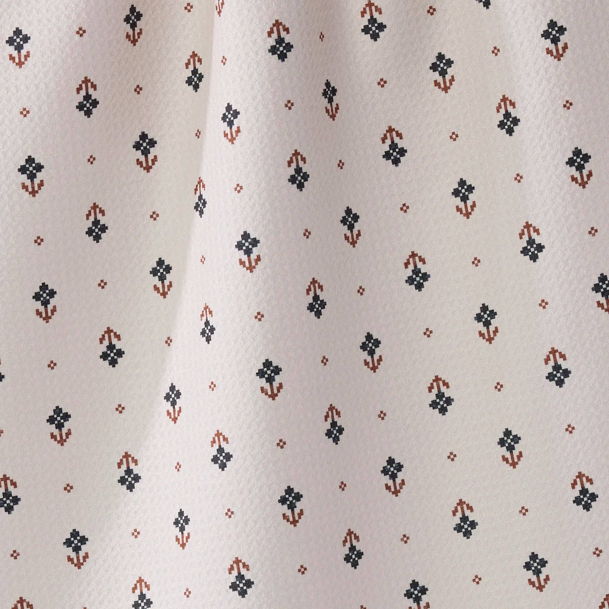 Folk Pixel White Tea Towel