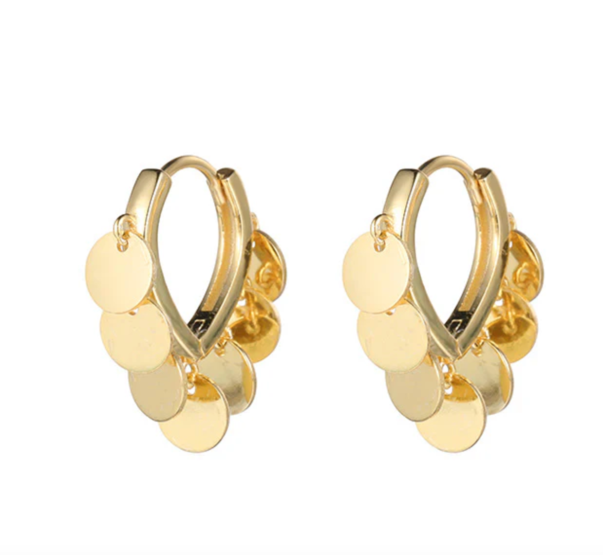 Mayall Sequin Disc Gold Plated Hoop Earrings Holiday Hoops