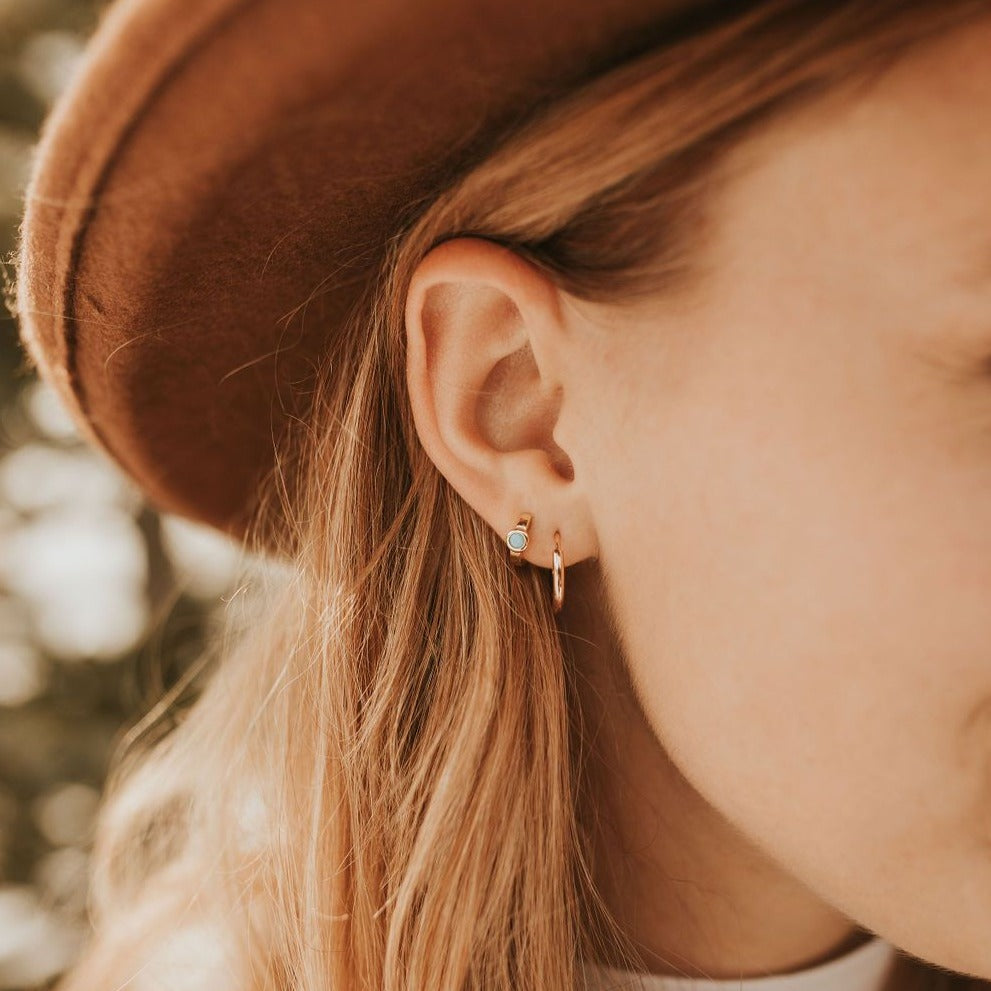 Noelle Turquoise Hoops  - Mauve Jewelry Co.