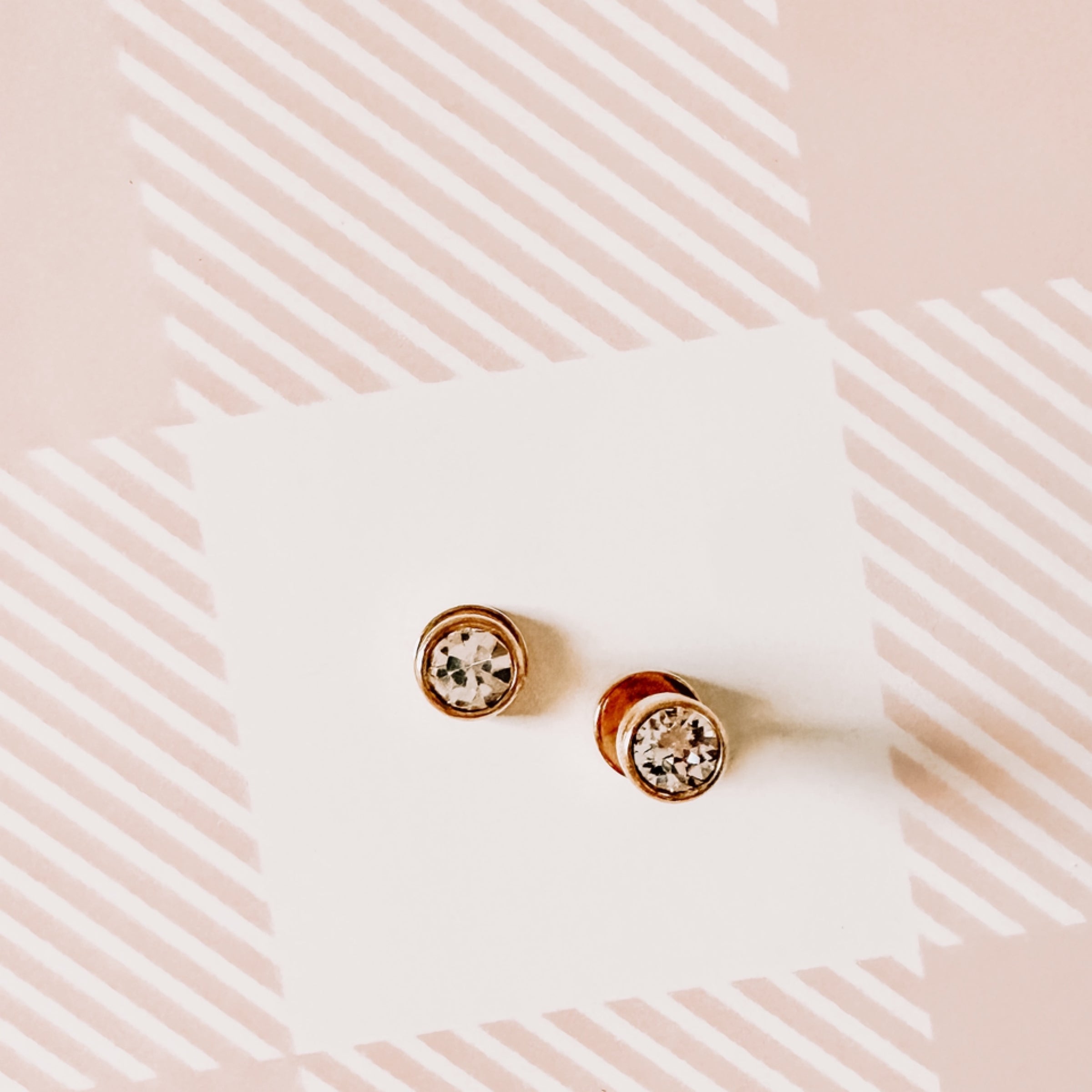 Gold Rimmed Solitaire Earrings