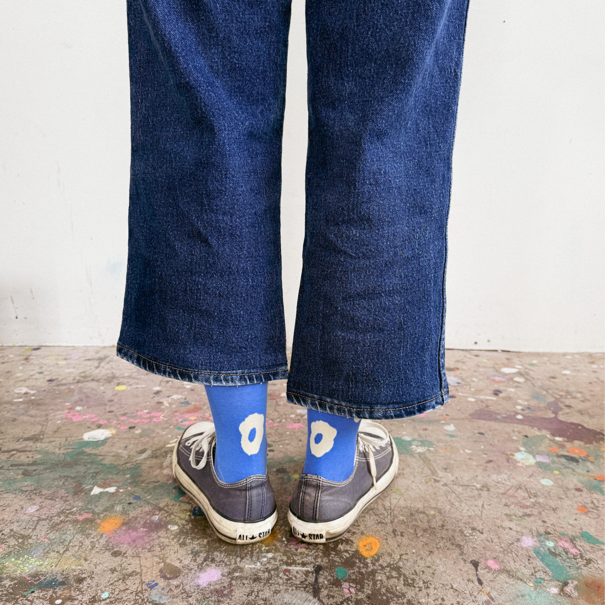 Crew Socks - Celeste in Ultramarine Blue & Natural