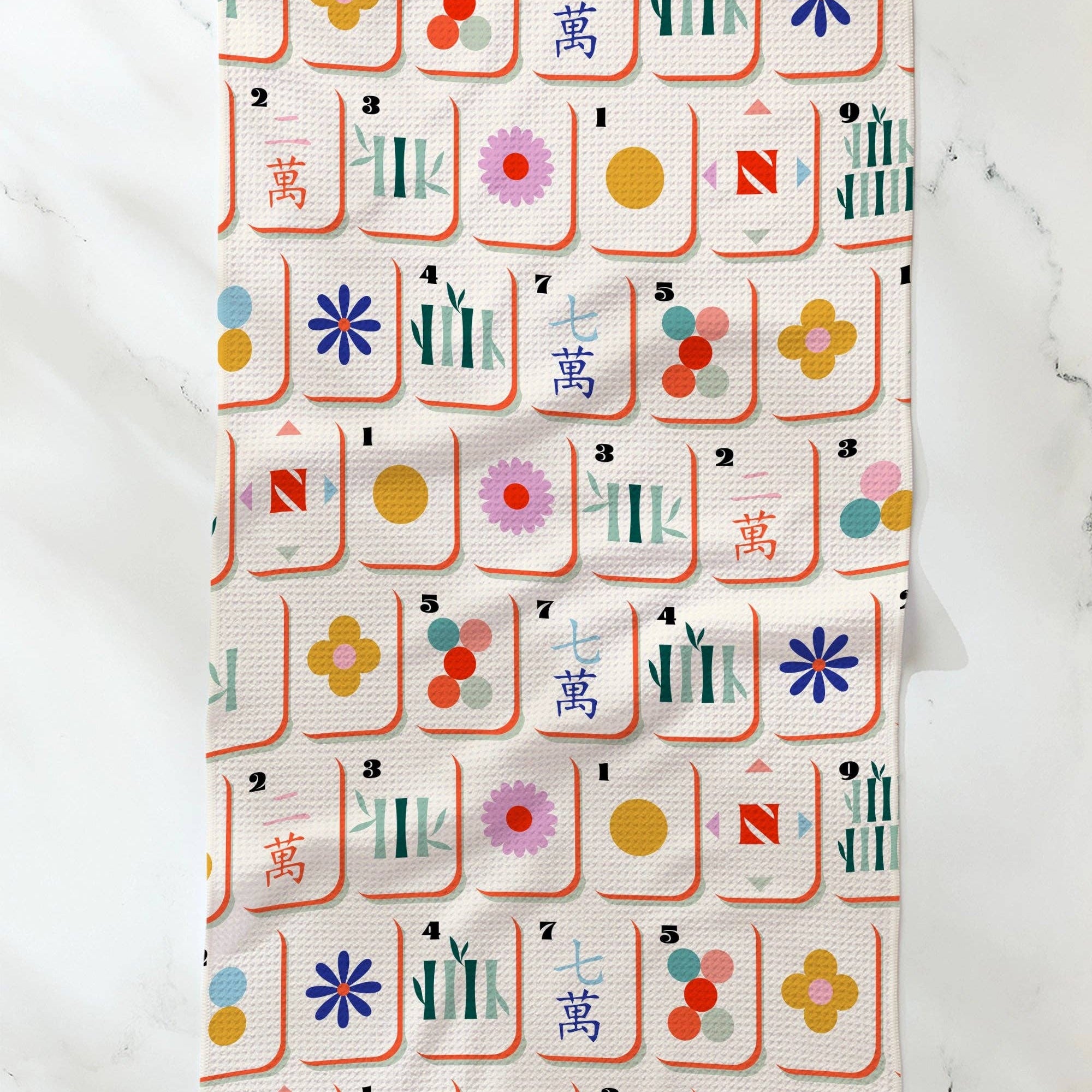 Tile Toss Tea Towel - Mahjong