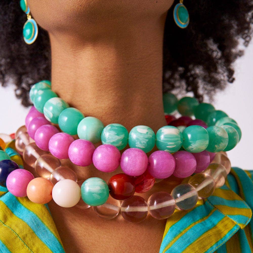 Iris Large Resin Bead Necklace Purple