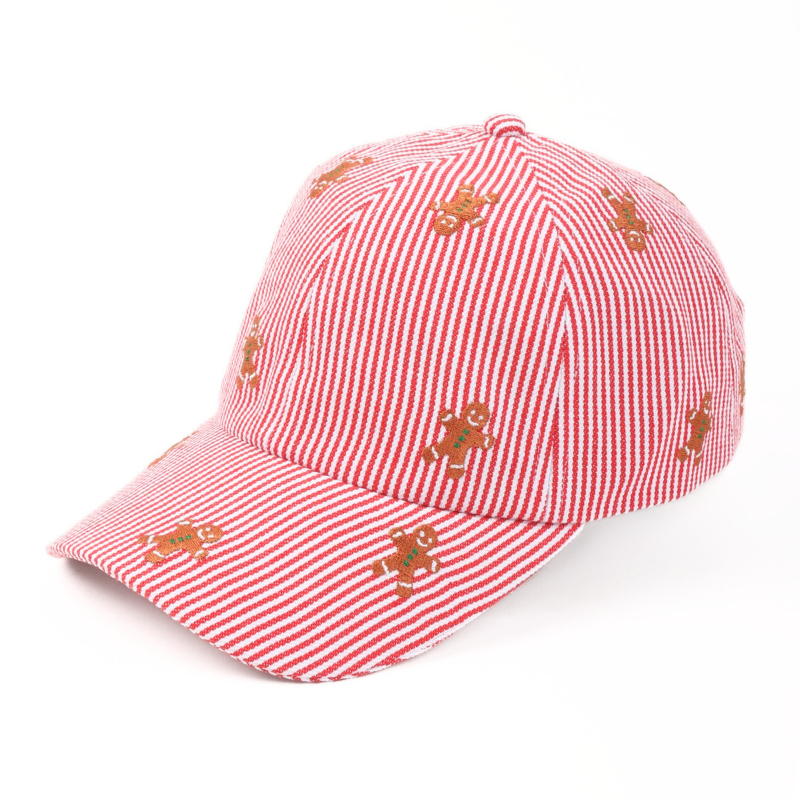 Christmas Winter Holiday Gingerbread all over Stripe Cap